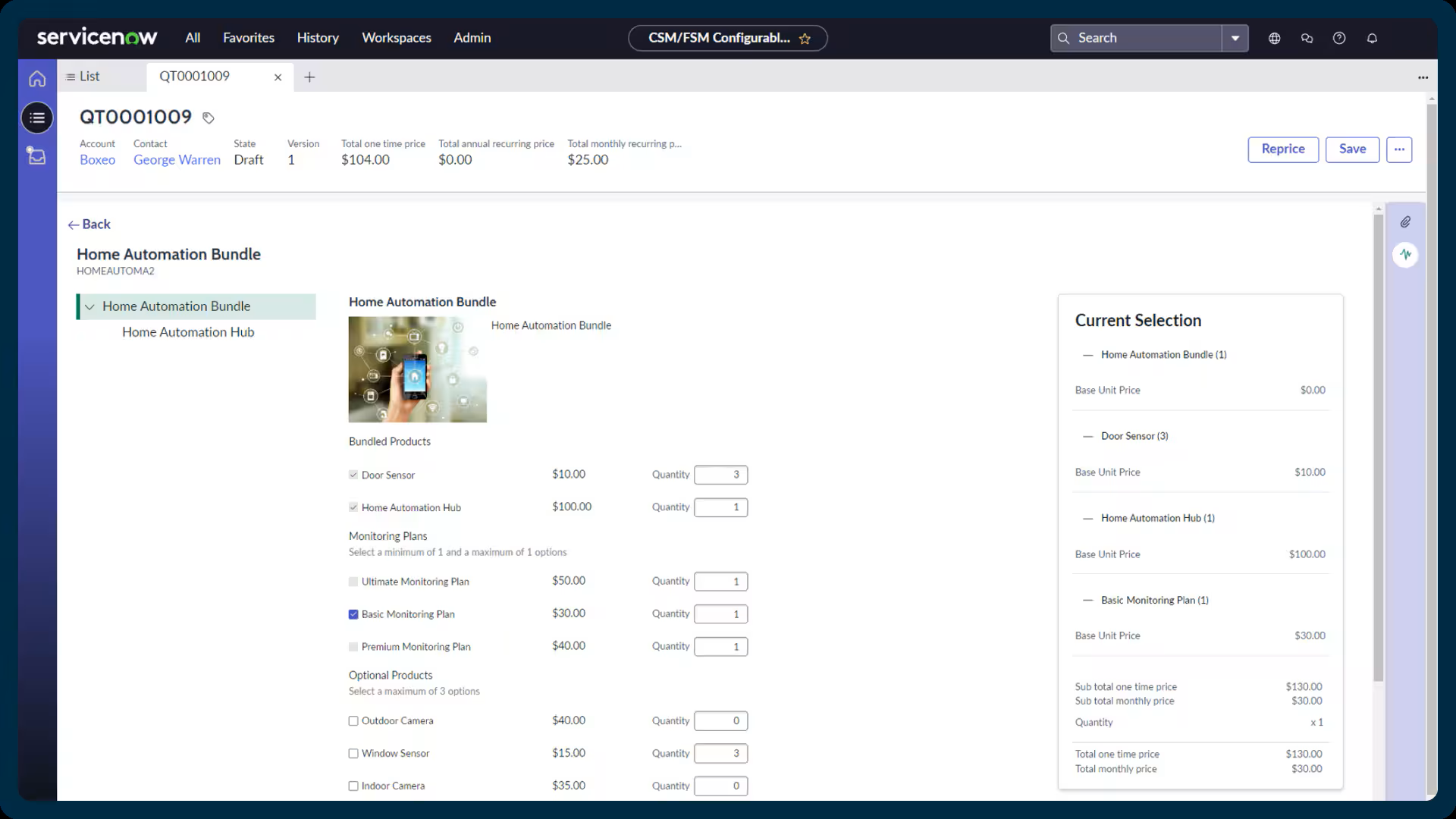 ServiceNow Sales Order